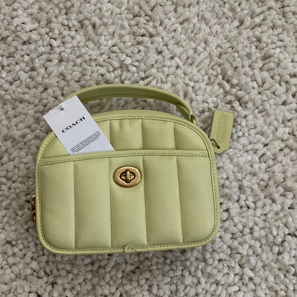 NWT Coach Lunchbox Top Handle with Quilted Leather- color Pale Lime